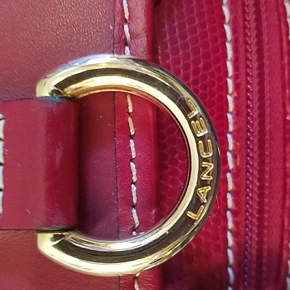 LANCEL PARIS Made in FRANCE Red Leather Backpack Vintage Distressed Zipper - Picture 3 of 16